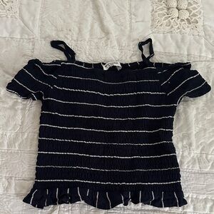 Abercrombie Kids Navy and White Striped Top